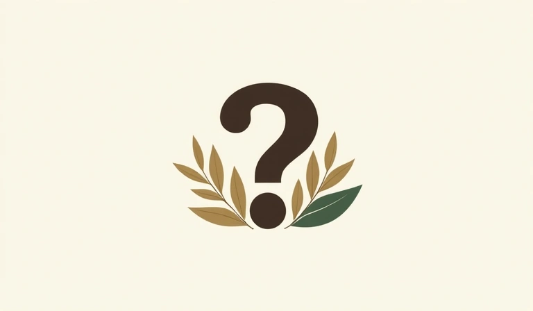Punto interrogativo stilizzato in stile moderno con elementi naturali